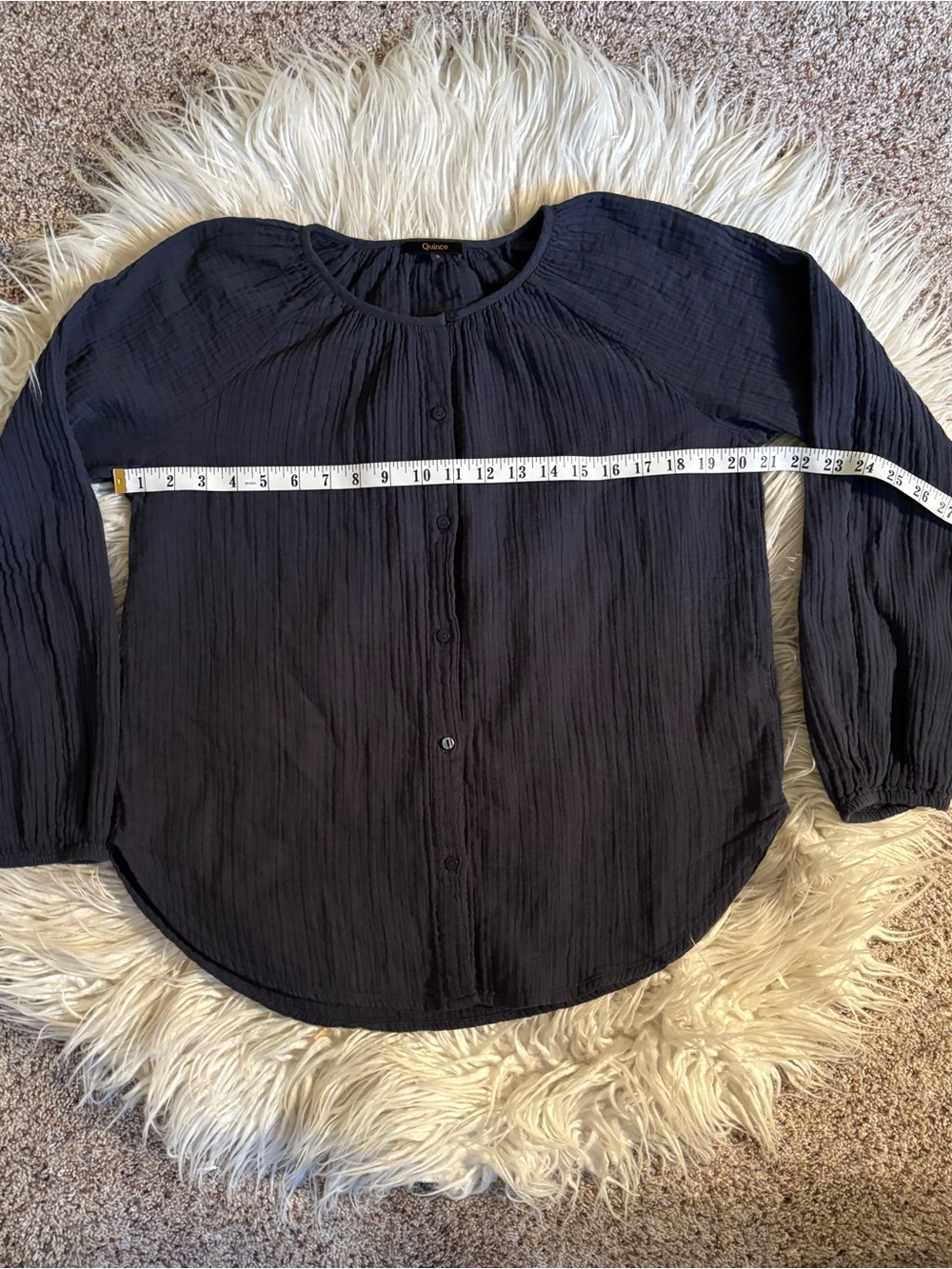 Like New Quince Indigo Organic Cotton Gauze Peasant Blouse Size S - Picture 6 of 8